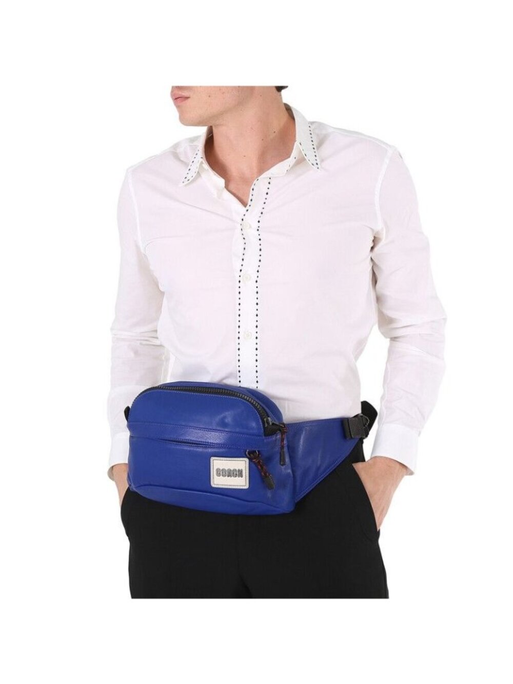 Coach Pacer Sport Pack Belt Bum Crossbody Bag With Patch Blue Black